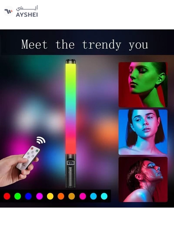 Eworld Portable RGB Light Stick for Video and Photography, Handheld Full-Color Dimmable LED Wand