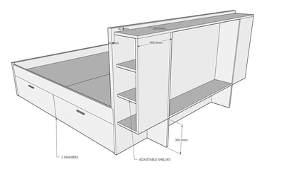 Lester bed with headboard & 4 drawer storage-3