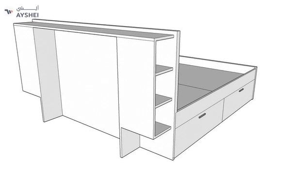 Lester bed with headboard & 4 drawer storage