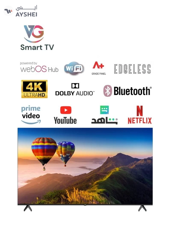 VG 65 Inch Edgeless 4K UHD Smart LED TV | WebOS Hub, Magic Remote, Dolby Audio, Bluetooth, Apple AirPlay, A+ Grade Panel, Free Wall Mount – (VGLED65WOU - 2025)