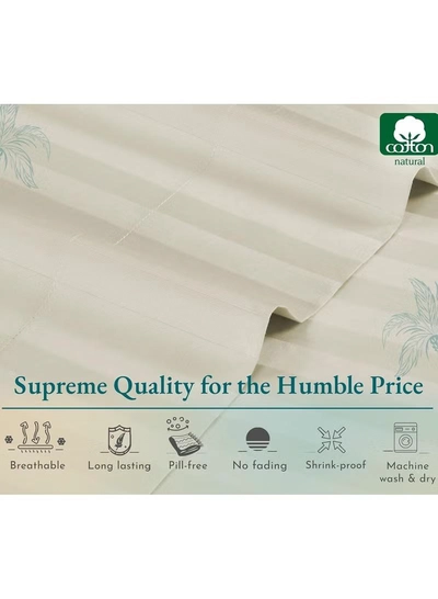 Eworld 4-Piece Luxury Cream Striped Bedding Set-3