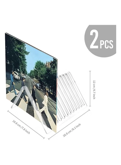 Eworld 2 Pack Clear Acrylic Album Organizer Vinyl Recorder Holder for Countertop Display-3