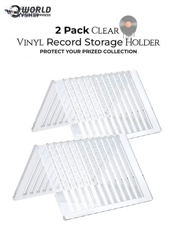 Eworld 2 Pack Clear Acrylic Album Organizer Vinyl Recorder Holder for Countertop Display