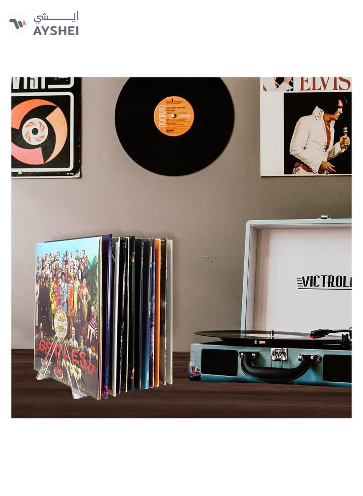 Eworld 2 Pack Clear Acrylic Album Organizer Vinyl Recorder Holder for Countertop Display-2-2