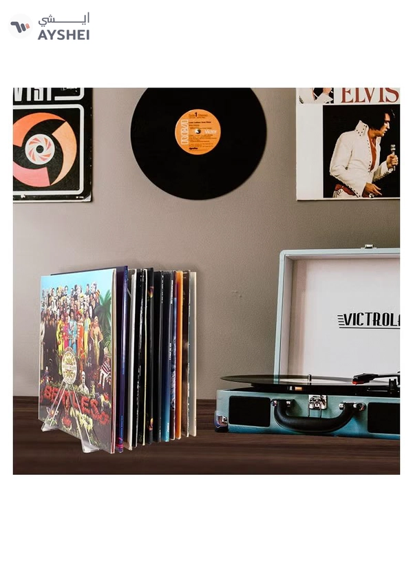 Eworld 2 Pack Clear Acrylic Album Organizer Vinyl Recorder Holder for Countertop Display