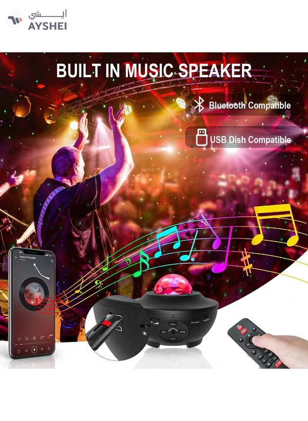 DubaiGallery Galaxy Light Projector Star Projector with Remote Control 10 Change Colors Led Projector Light Built-in Bluetooth Music Speaker & Timer for Baby Ambiance Light Room Decor Festival Gift Black