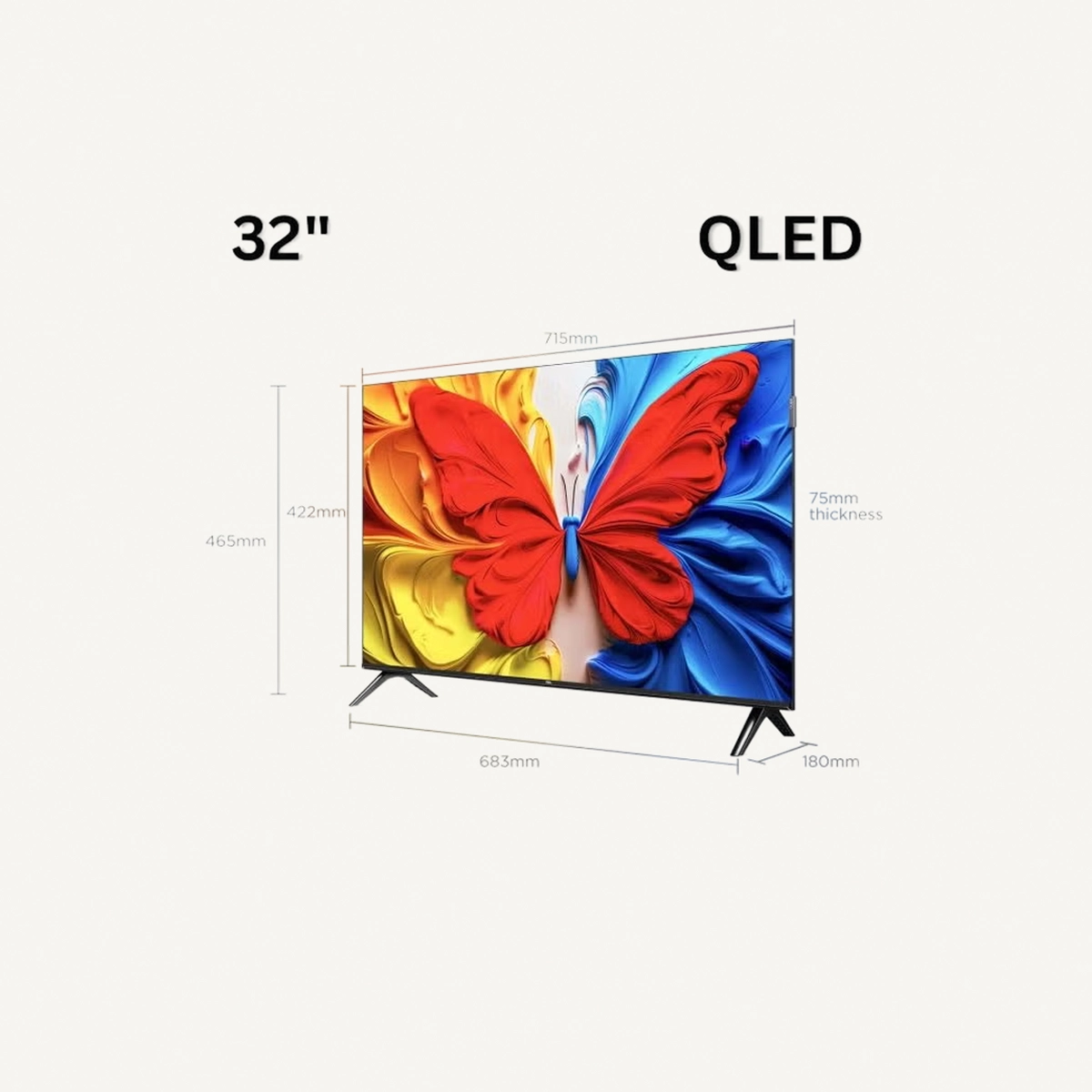 TCL 32 Inch S5K QLED 2K Full HD Smart TV | Google TV | Ultra-wide Color Gamut | 60Hz | HDR10+, HDR10, HLG | Dolby Audio | Google Cast | Multiple Viewing Mode | Metallic Bezel-less Design - International Version 32S5K Black-1-1