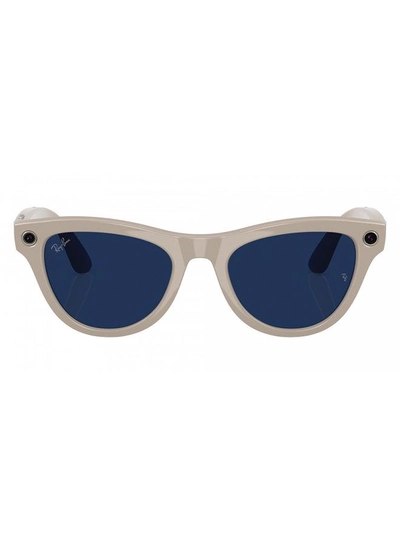 Meta RAY-BAN | META SKYLER Shiny Chalky Grey Frame Clear to Sapphire Transition Lenses grey-0