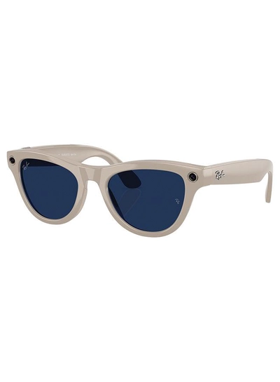 Meta RAY-BAN | META SKYLER Shiny Chalky Grey Frame Clear to Sapphire Transition Lenses grey-4