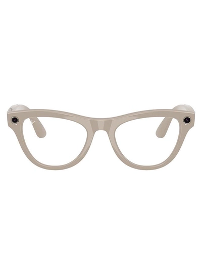 Meta RAY-BAN | META SKYLER Shiny Chalky Grey Frame Clear to Sapphire Transition Lenses grey-2