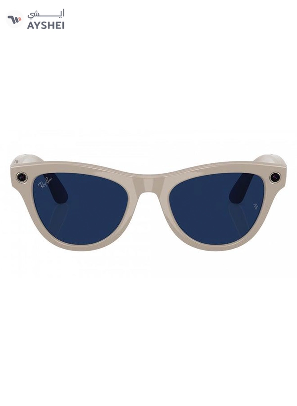 Meta RAY-BAN | META SKYLER Shiny Chalky Grey Frame Clear to Sapphire Transition Lenses grey