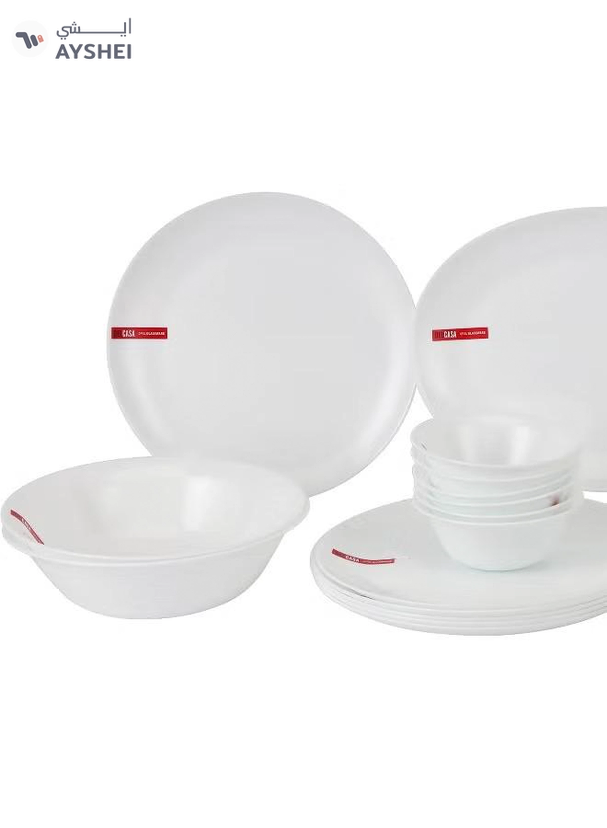 Delcasa DC3391 Opalware Dinner 33-Pieces Set, White-3-3