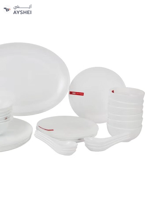 Delcasa DC3391 Opalware Dinner 33-Pieces Set, White