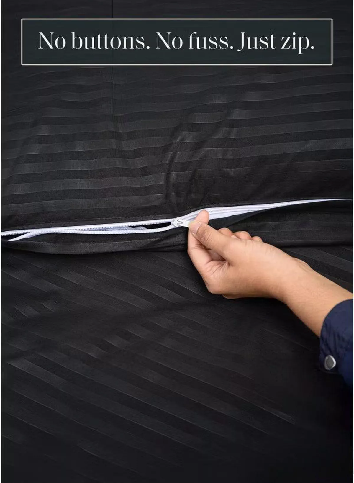 Premium Striped Duvet Set All Season – 6-Pieces Set Black | King Size 220x240 cm | Ultra-Soft, Wrinkle-Resistant & Made in Dubai | Includes Duvet Cover, Fitted Sheet (200x200 cm) & 4 Pillowcases (50x70 cm)-4-4
