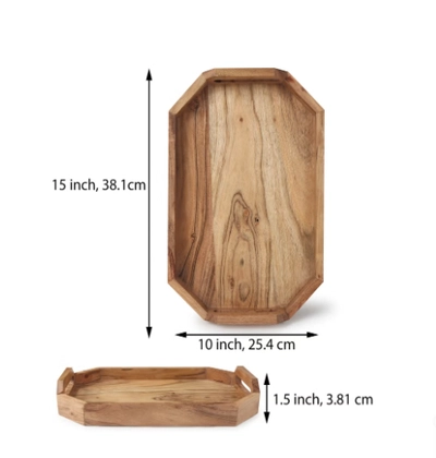 REZLAN UAE Premium Handcrafted Acacia Wood Serving Tray – Perfect for Breakfast-2