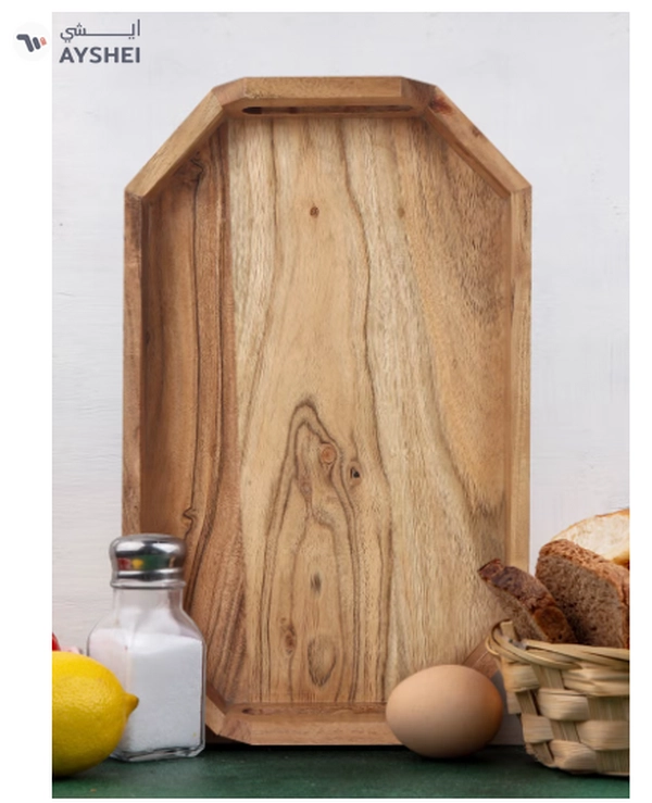 REZLAN UAE Premium Handcrafted Acacia Wood Serving Tray – Perfect for Breakfast