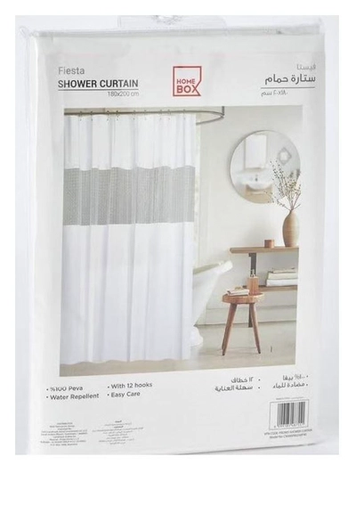 CURTAIN Fiesta 3D Shower Curtain with 12 C Hooks 200 x 180 cm-0
