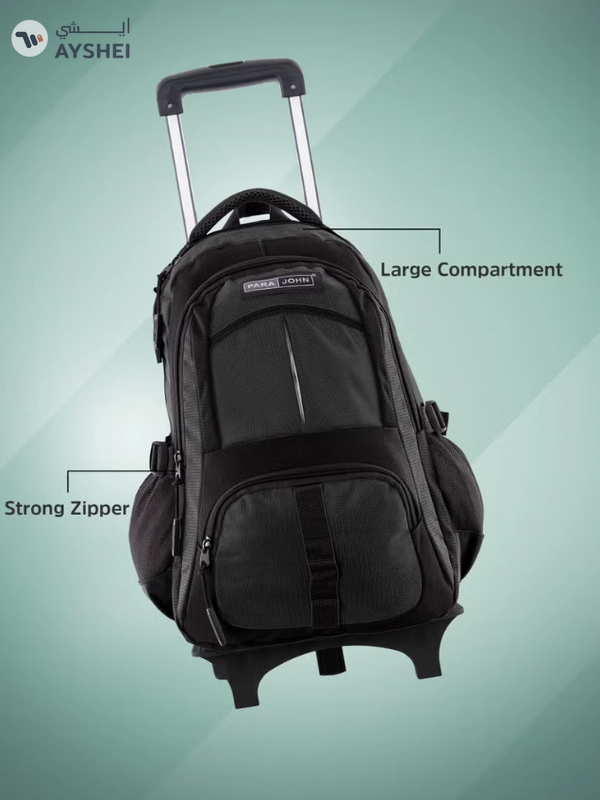 PARAJOHN Unisex Rolling Trolley Backpack with Adjustable Strap -2-2