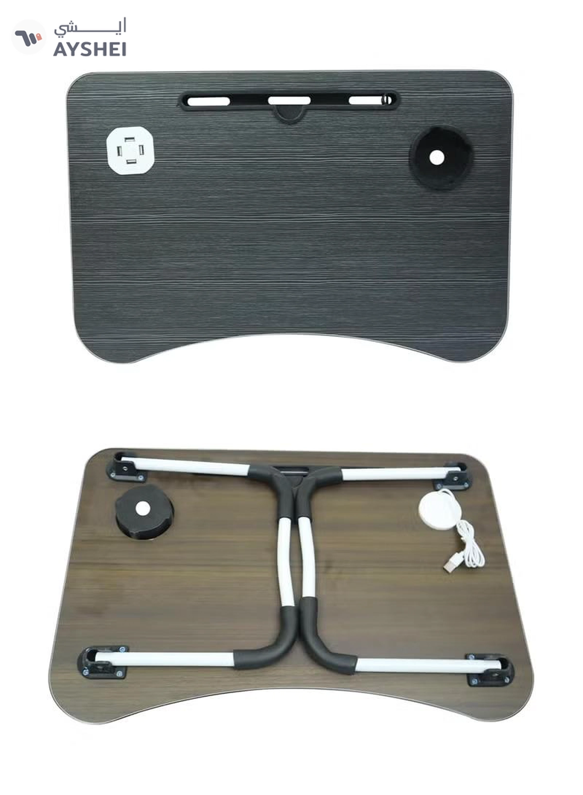 DubaiGallery Laptop Lap Desk, Foldable Laptop Table with 4 USB Ports Storage Drawer and Cup Holder, Laptop Bed Desk Laptop Stand for Bed Lap Tray Portable Standing Table for Bed Couch Floor-2-2