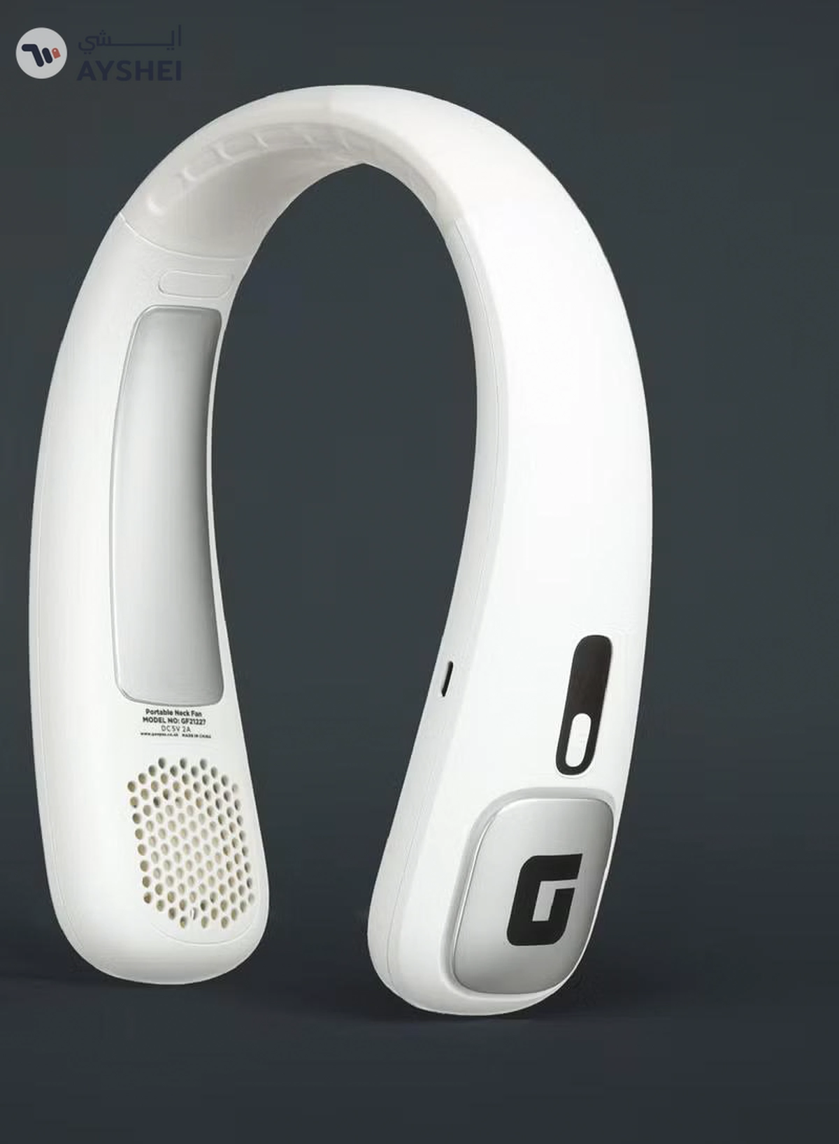 GEEPAS Portable Neck Fan- GF21227/ 6 Hours Long Working Time, 3 Speed Levels/ Digital Display, Lightweight, Rechargeable for Indoor and Outdoor Use/ Silent, Safe and Secure/ White, 2 Years Warranty GF21227 white-3-3