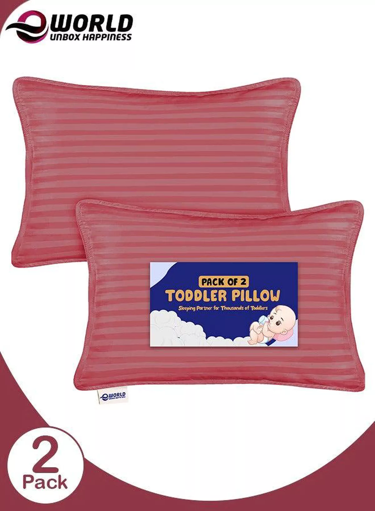 Toddler Baby Sleeping Pillows, Soft Cotton Blend Cover with Polyester Filling, Perfect for Home & Hotel Rooms, Pack of 2 Available in Elegant Maroon Color