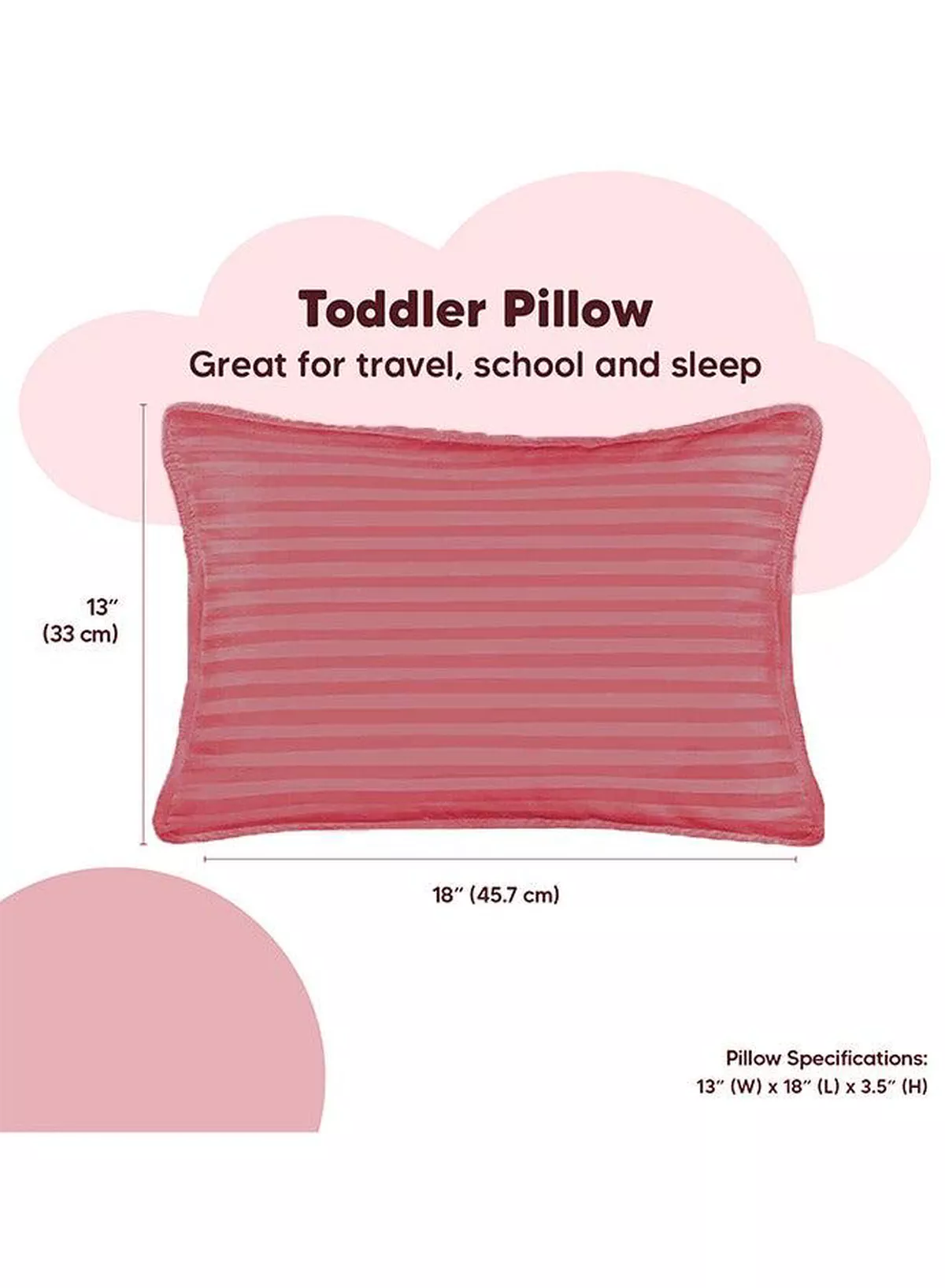 Toddler Baby Sleeping Pillows, Soft Cotton Blend Cover with Polyester Filling, Perfect for Home & Hotel Rooms, Pack of 2 Available in Elegant Maroon Color-1-1