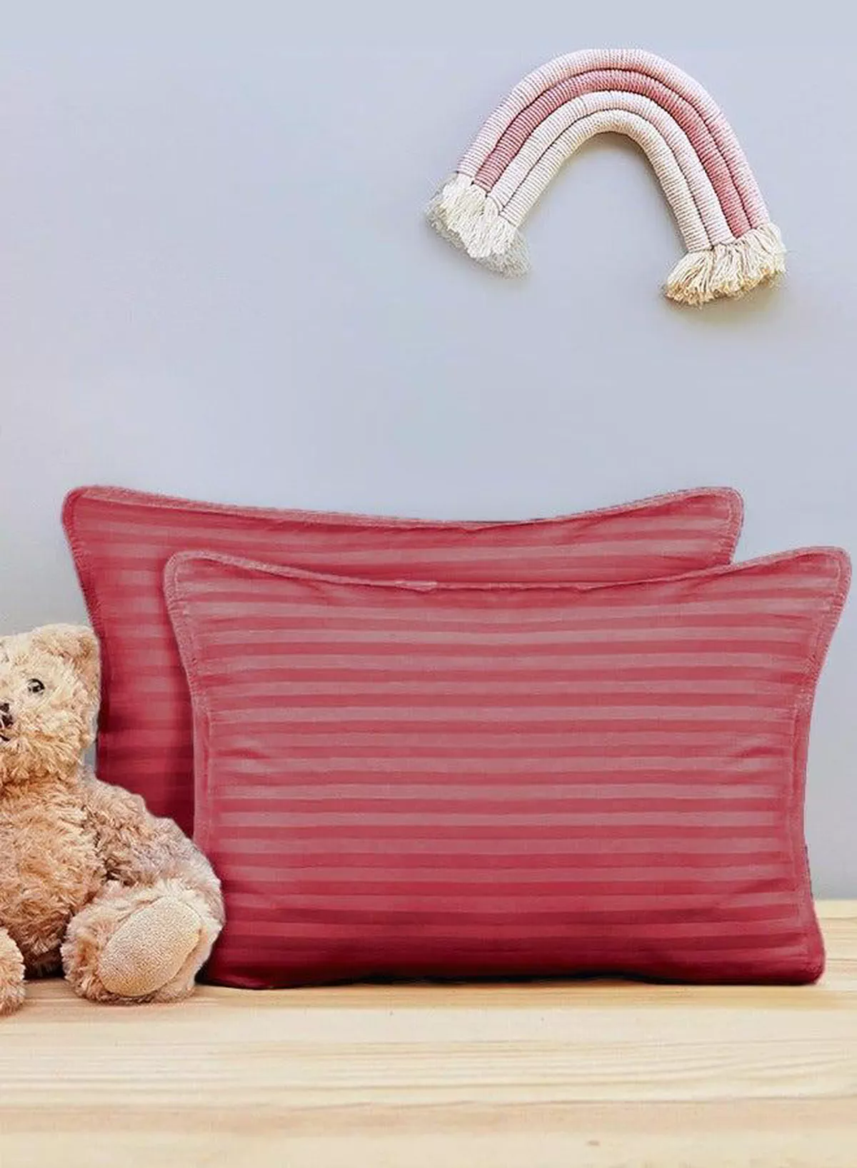 Toddler Baby Sleeping Pillows, Soft Cotton Blend Cover with Polyester Filling, Perfect for Home & Hotel Rooms, Pack of 2 Available in Elegant Maroon Color-5-5
