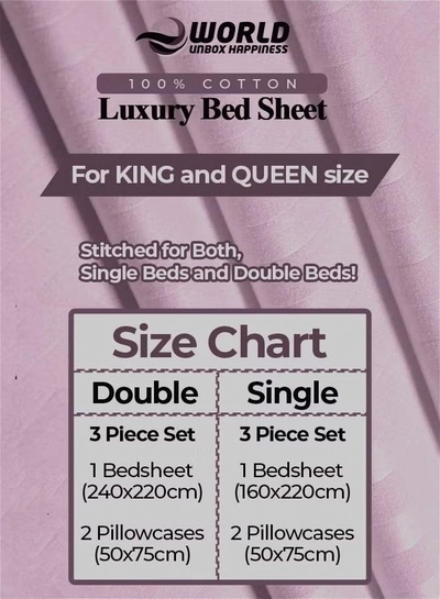 Eworld 3 Piece Luxury Pink Striped Bed Sheet Set with 1 Flat Sheet and 2 Pillowcases-1
