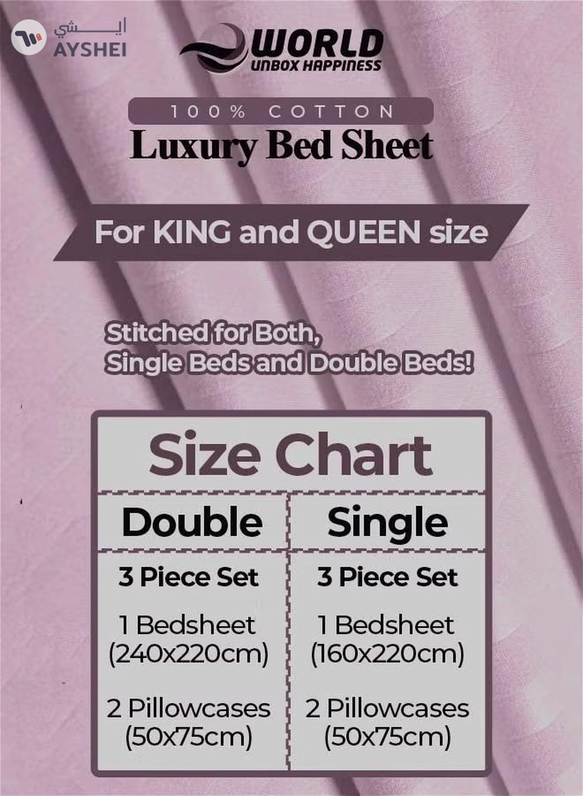Eworld 3 Piece Luxury Pink Striped Bed Sheet Set with 1 Flat Sheet and 2 Pillowcases-1-1