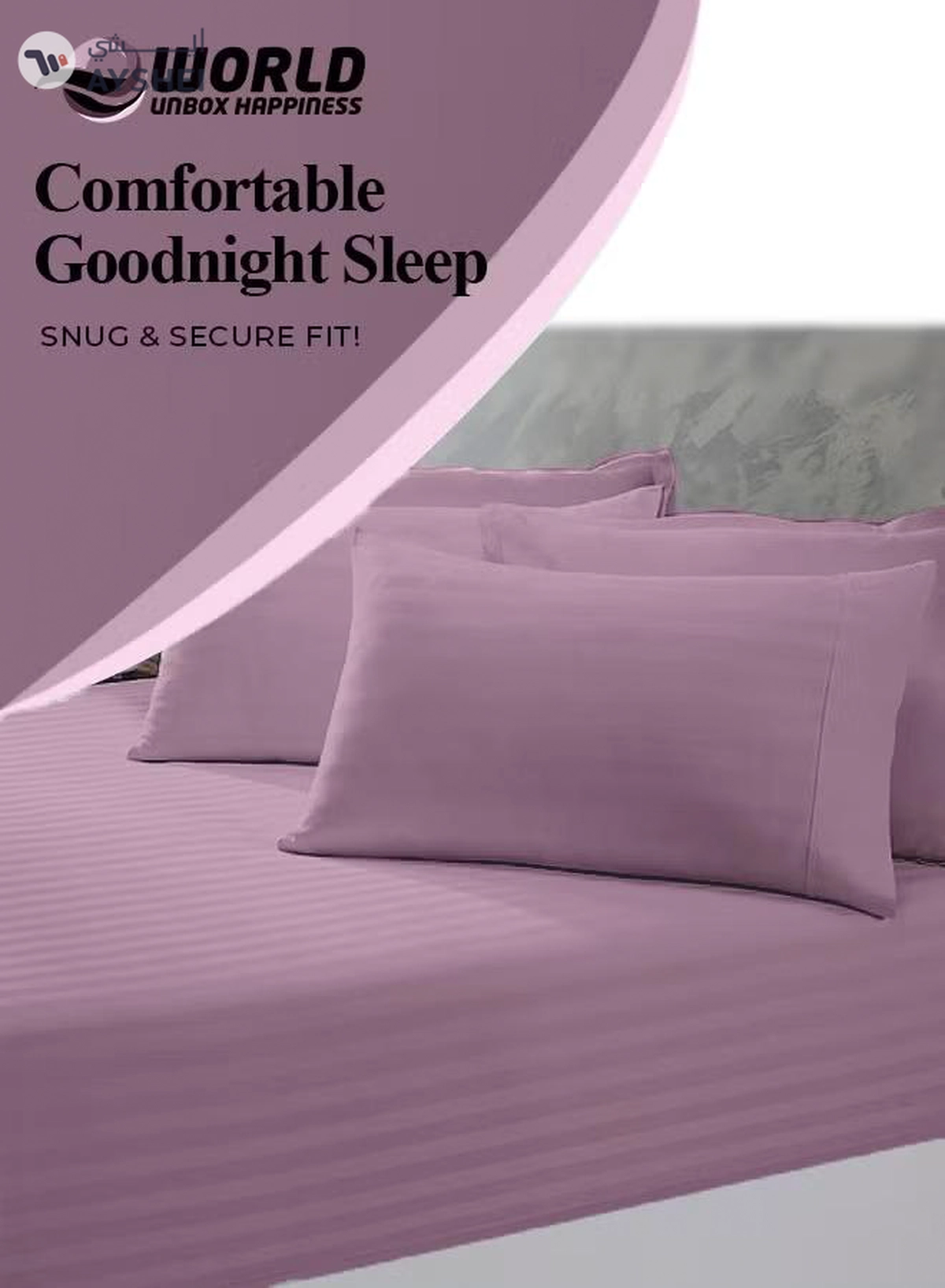 Eworld 3 Piece Luxury Pink Striped Bed Sheet Set with 1 Flat Sheet and 2 Pillowcases-4-4