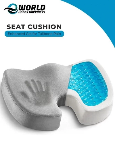 Eworld Gel Enhanced Seat Cushion with Non-Slip Bottom, Built-in Handle and Machine-Washable Cover-0