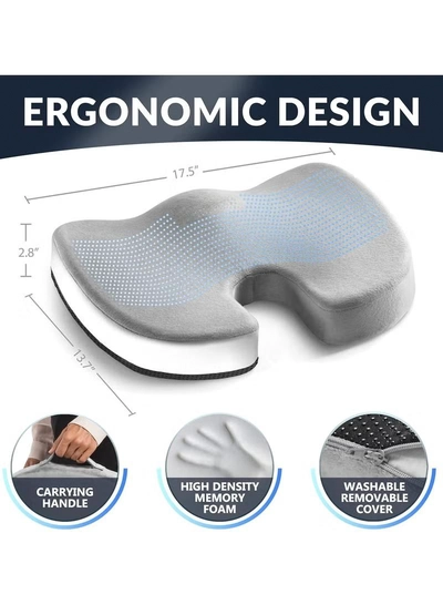 Eworld Gel Enhanced Seat Cushion with Non-Slip Bottom, Built-in Handle and Machine-Washable Cover-2