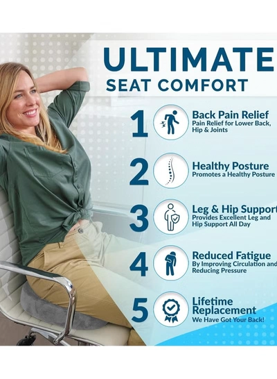 Eworld Gel Enhanced Seat Cushion with Non-Slip Bottom, Built-in Handle and Machine-Washable Cover-3