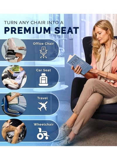Eworld Gel Enhanced Seat Cushion with Non-Slip Bottom, Built-in Handle and Machine-Washable Cover-5