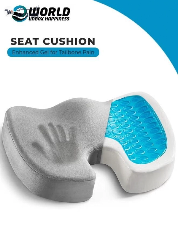 Eworld Gel Enhanced Seat Cushion with Non-Slip Bottom, Built-in Handle and Machine-Washable Cover