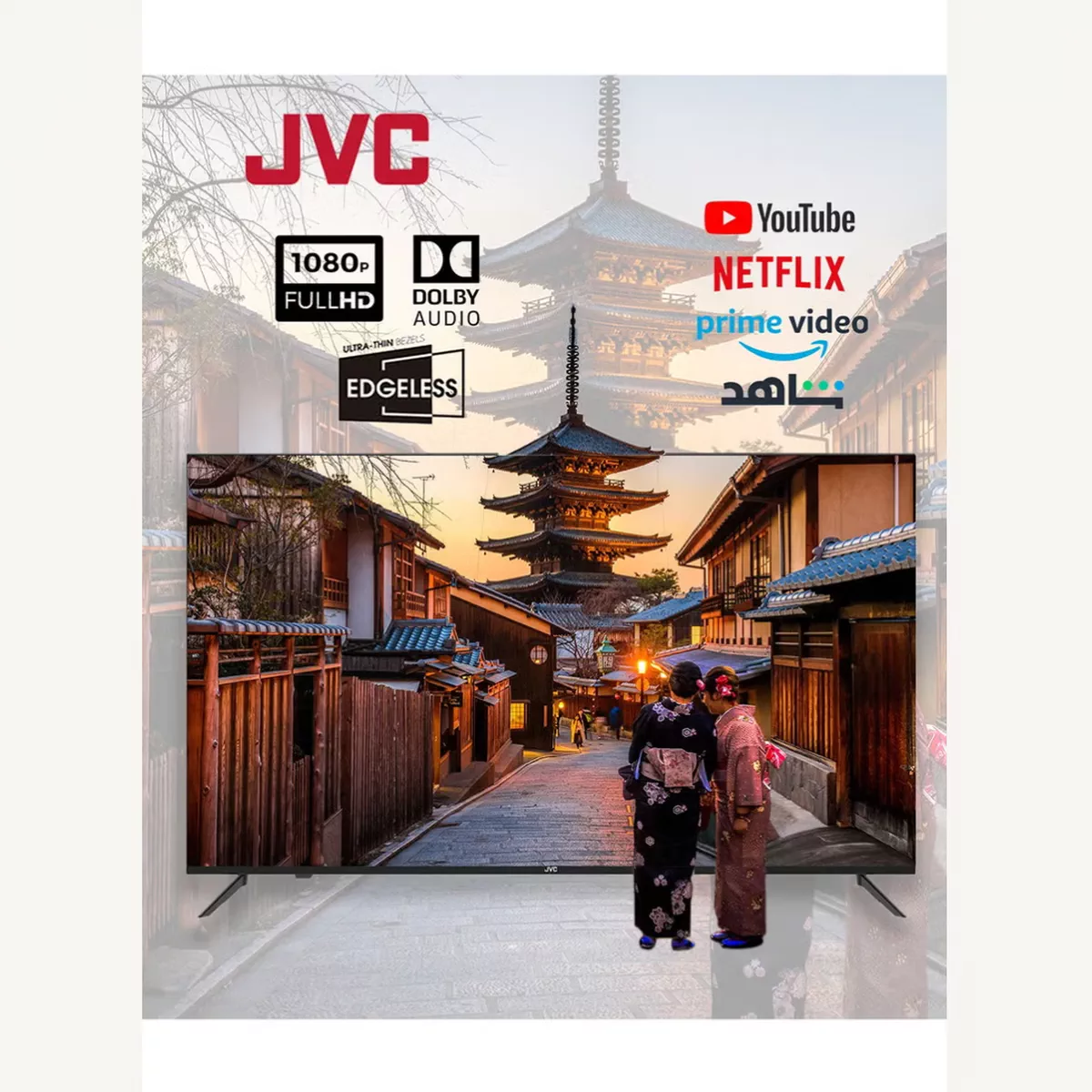 JVC 40 Inch Edgeless Full HD LED Android Smart TV with Dolby Audio, 60Hz, Paired with 2.0 Channel 30W Soundbar, Bluetooth, USB, FM Radio LT-40N550+SOUNDBAR Black-3-3