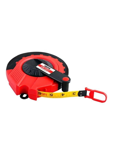 GEEPAS 50M Fibreglass Long Measuring Tape, ABS case- Made of Strong and Long-lasting Fiberglass Material, Tough Outer Case and Metal Ring at End Red/Black/Yellow 11x6x7inch-0
