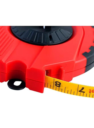 GEEPAS 50M Fibreglass Long Measuring Tape, ABS case- Made of Strong and Long-lasting Fiberglass Material, Tough Outer Case and Metal Ring at End Red/Black/Yellow 11x6x7inch-2