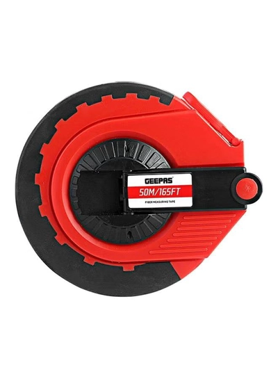 GEEPAS 50M Fibreglass Long Measuring Tape, ABS case- Made of Strong and Long-lasting Fiberglass Material, Tough Outer Case and Metal Ring at End Red/Black/Yellow 11x6x7inch-3