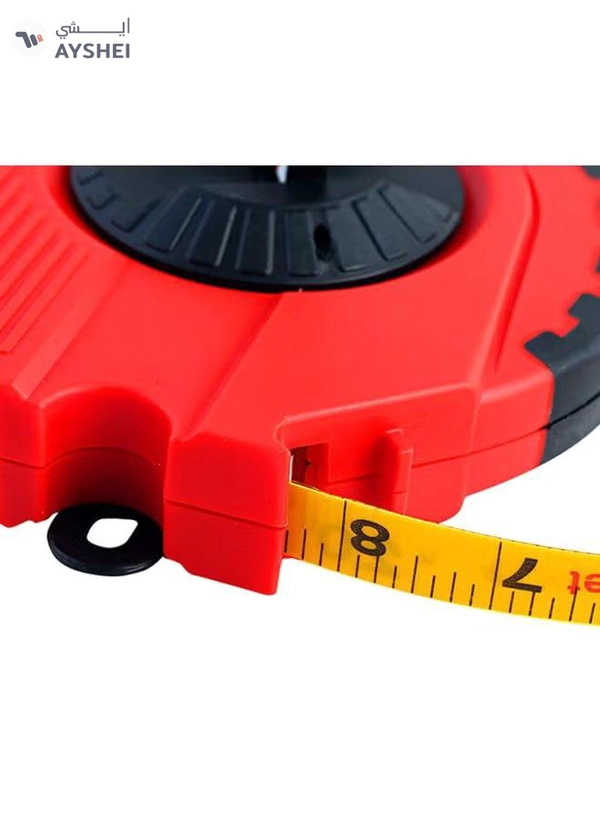 GEEPAS 50M Fibreglass Long Measuring Tape, ABS case- Made of Strong and Long-lasting Fiberglass Material, Tough Outer Case and Metal Ring at End Red/Black/Yellow 11x6x7inch