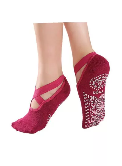 Women’s Anti-Slip Pilates Socks with Criss Cross Strap Design, Comfortable Yoga Grip Socks, Breathable Ballet Dance Ankle Socks for Barre Classes, Gym Exercise, Fitness Training, Home Workouts and Daily Indoor Wear-5