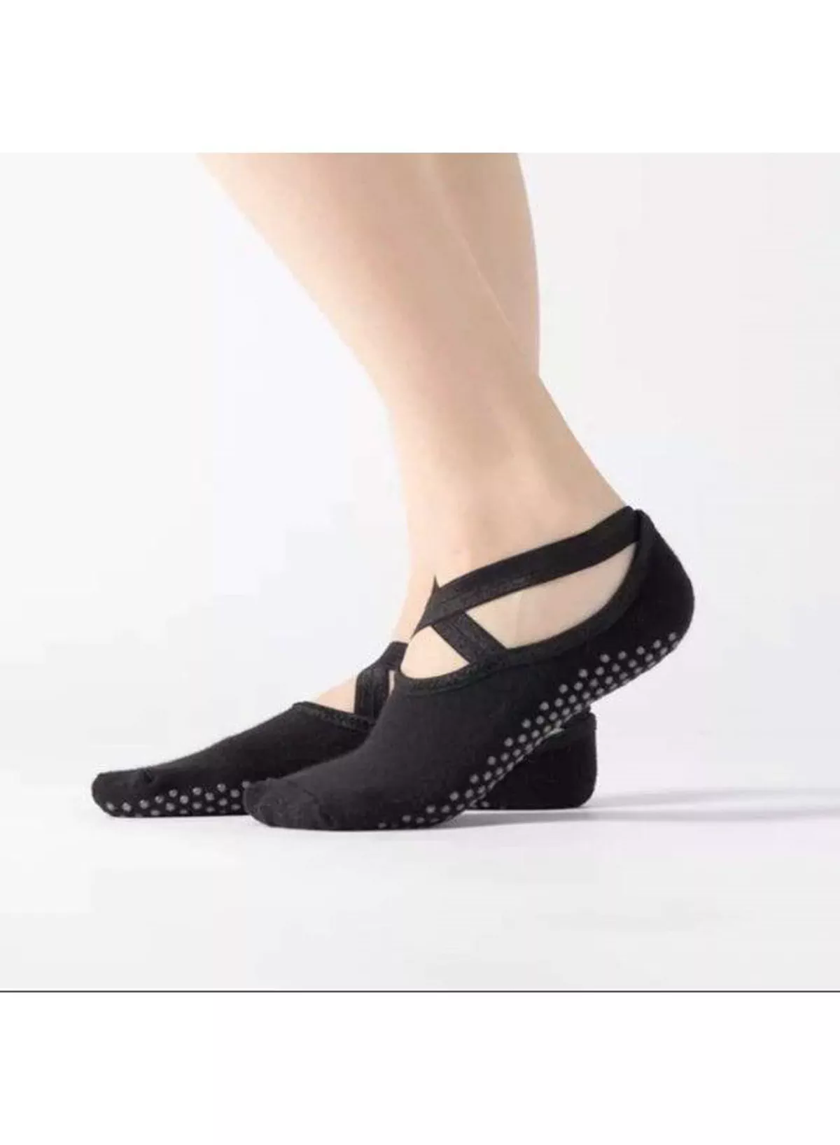Women’s Anti-Slip Pilates Socks with Criss Cross Strap Design, Comfortable Yoga Grip Socks, Breathable Ballet Dance Ankle Socks for Barre Classes, Gym Exercise, Fitness Training, Home Workouts and Daily Indoor Wear-2-2