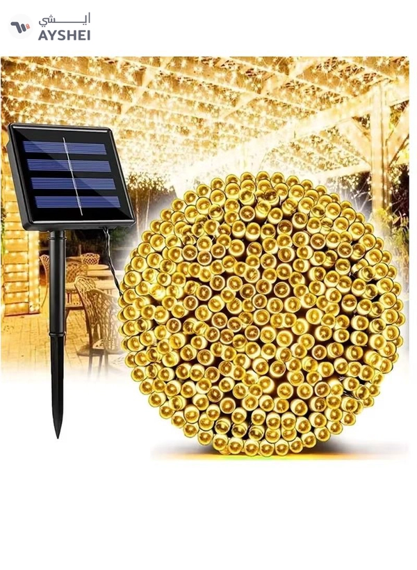 Yuwell 2 Pack Solar Light String LED Decorative Light Solar Powered Fairy Lights 50 Meter 240 LED Multi Modes And Remote Control Light Solar Outdoor Light String Lights For Home And Outdoor Decoration Warm White Total (100 Meter 480 Led)