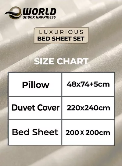 4-Piece Luxury King Size Cream Striped Bedding Set Includes 1 Duvet Cover (220x240cm), 1 Bedsheet (200x200cm), and 2 Pillow Cases (48x74+5cm) for Ultimate Hotel-Inspired Sophistication-4