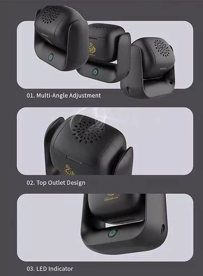 Rotating Electric Incense Burner with 90° Adjustable Angle, LED Indicator, 700°C High-Temperature Heating, 1500mAh Rechargeable Battery, and Type-C Fast Charging, Perfect for Bukhoor, Home, Office, and Car-3
