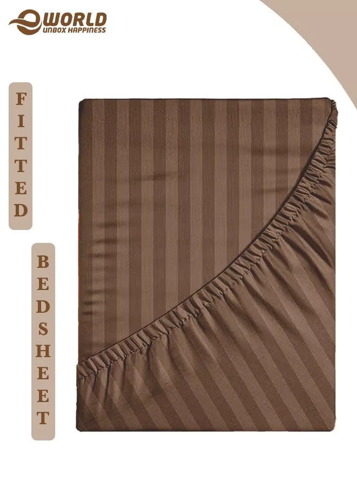 Brown Striped Microfiber Fitted Bedsheet with Deep Pocket for a Snug Fit, Breathable, Machine Washable for Optimal Protection, Available in King, Queen and Single Sizes, Without Pillow Cover
