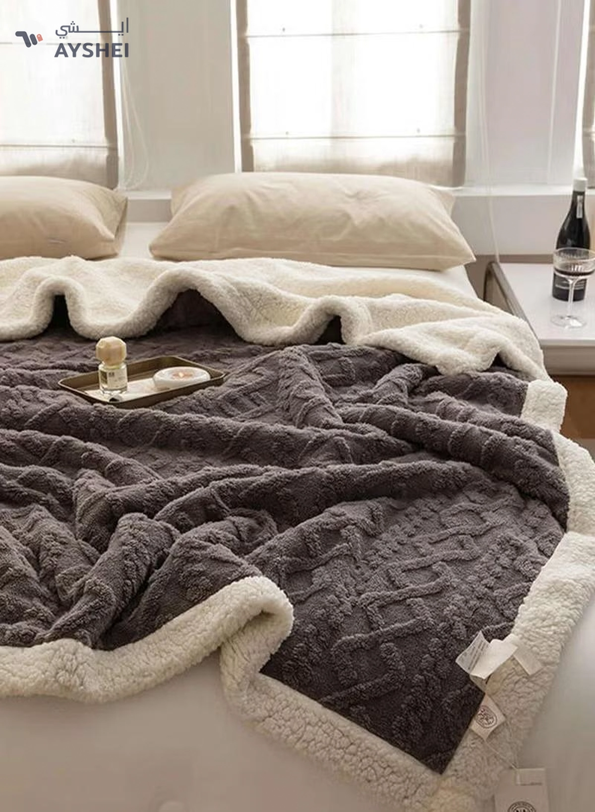 DubaiGallery Flannel Simple Double Layer Quilted Quilt, Winter Bed Sheet Quilt, Composite Leisure Blanket Warm blankets in winter-3-3