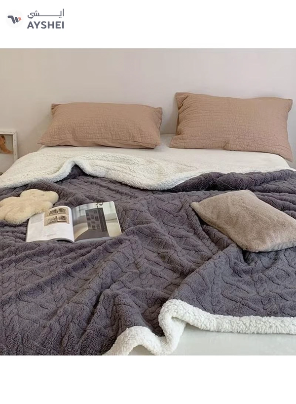 DubaiGallery Flannel Simple Double Layer Quilted Quilt, Winter Bed Sheet Quilt, Composite Leisure Blanket Warm blankets in winter