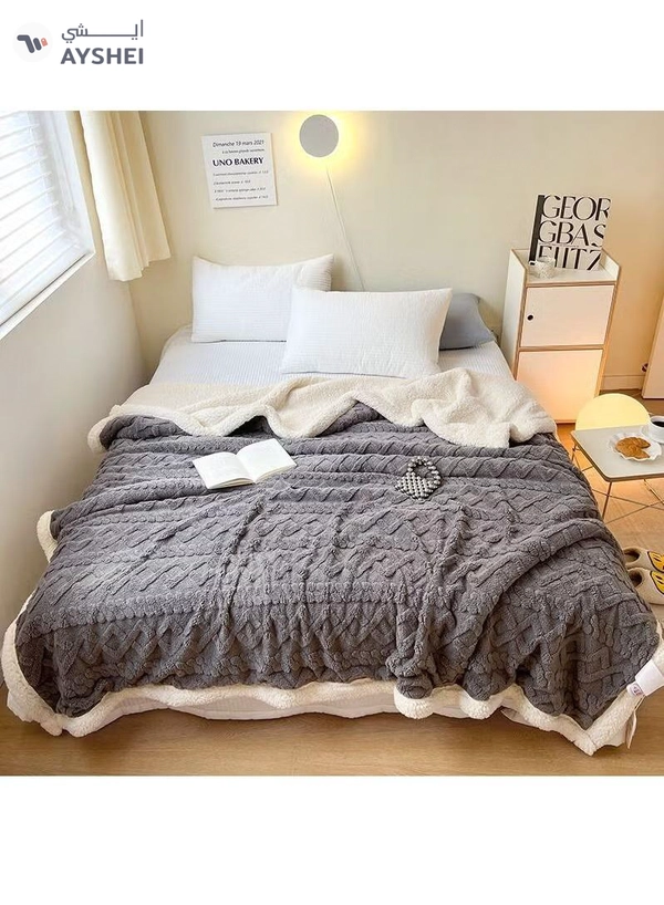 DubaiGallery Flannel Simple Double Layer Quilted Quilt, Winter Bed Sheet Quilt, Composite Leisure Blanket Warm blankets in winter