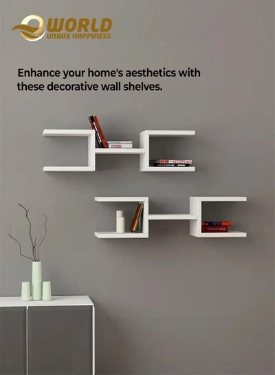 Eworld Set of 2 Modern Crab Floating Shelves-2